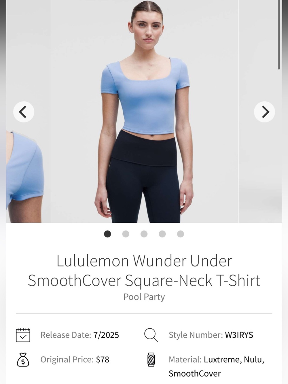 lululemon athletica Square-Neck Crop Top in Pool Party Blue